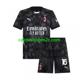 AC Milan Mike Maignan 16 Portiere Bambino Maglia Prima 2024/2025 Manica Corta